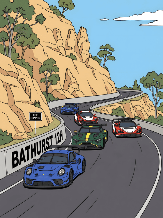 The Dipper Descent: Bathurst 12h GT3 Illustration