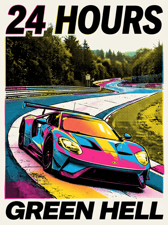 Nürburgring 24h Neon Pulse: Ford GT Green Hell Poster