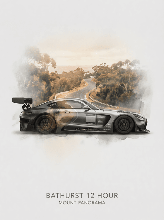 Bathurst 12 Hour: Mount Panorama Watercolor Racer