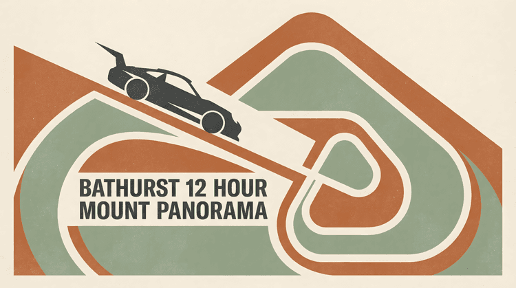 Bathurst 12 Hour: Mount Panorama Retro Geometric Poster