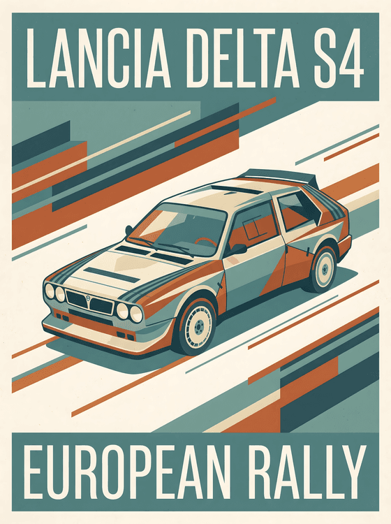 European Rally Legend: Lancia Delta S4 Retro Poster