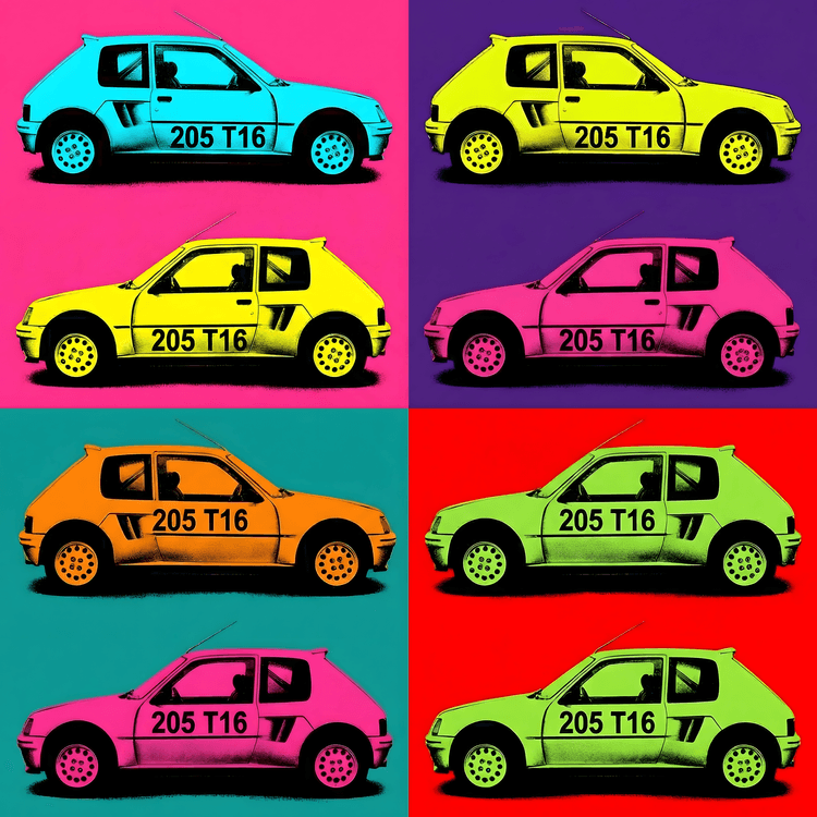 Peugeot 205 T16 Pop Art: Group B Color Grid