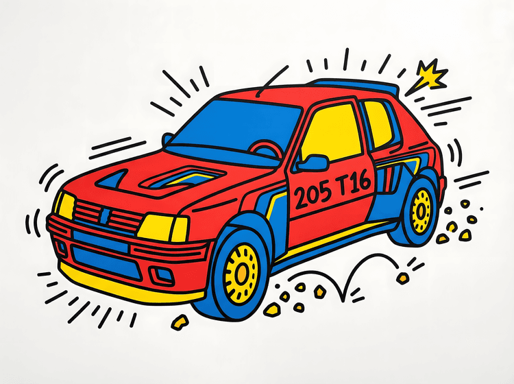 Peugeot 205 T16: Keith Haring Style Rally Art