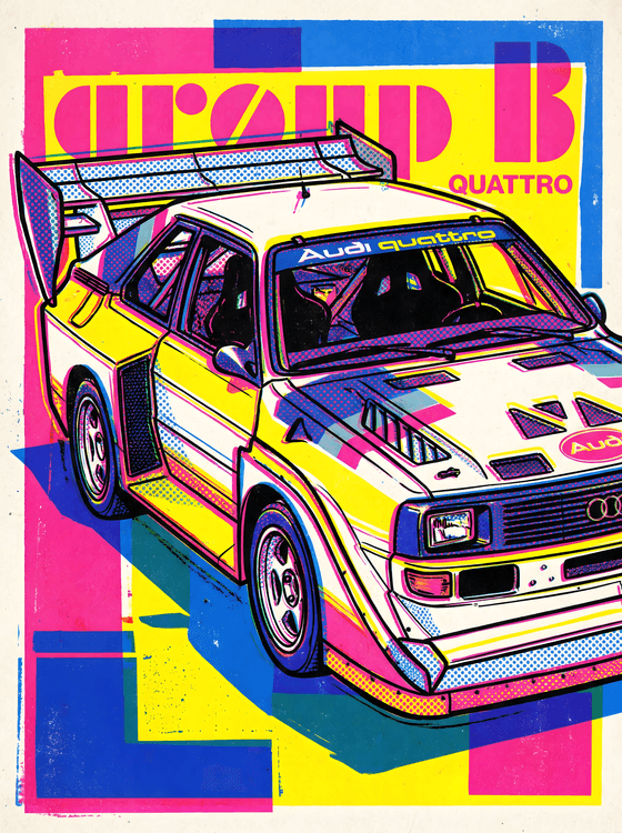 Neon Rally Legend: Audi Sport Quattro S1 E2 Pop Art
