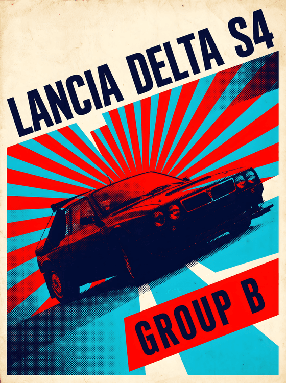Lancia Delta S4: Group B Rally Pulse Vintage Poster