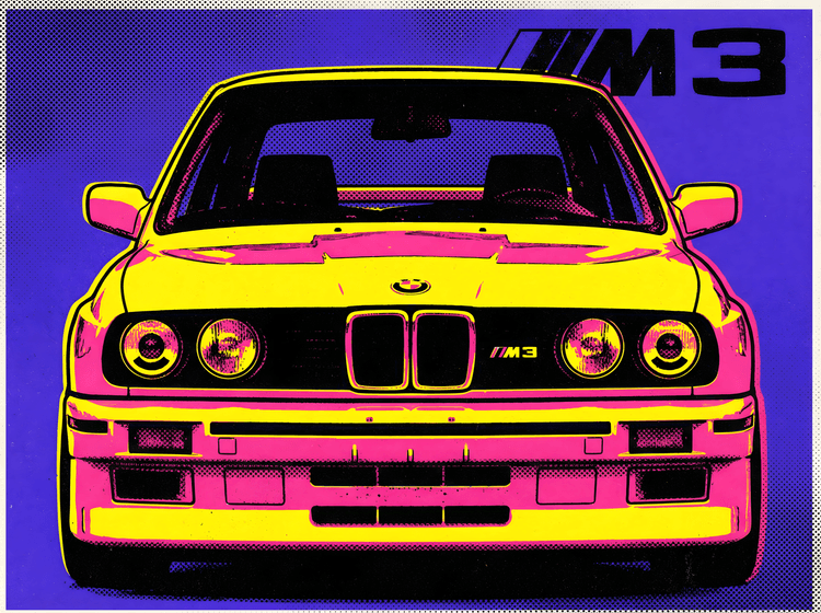 BMW E30 M3 Pop Art Front View
