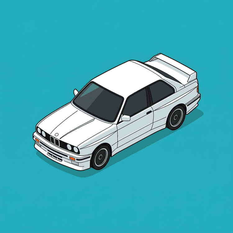 BMW E30 M3 Isometric Teal