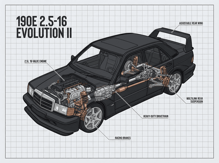 Mercedes 190E Evolution II Technical Cutaway