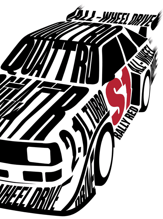 Audi Sport Quattro S1 Typographic Calligram
