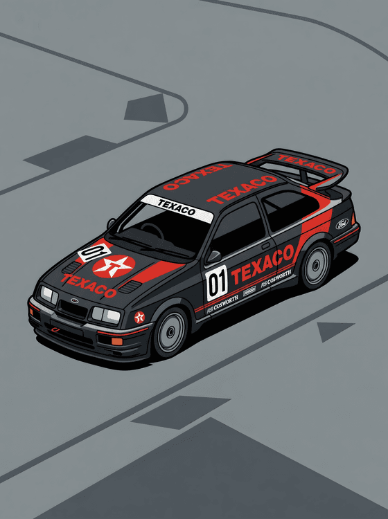 Ford Sierra RS Cosworth Texaco Isometric Illustration