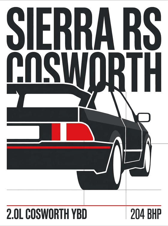 Ford Sierra RS Cosworth Swiss Style Technical Art