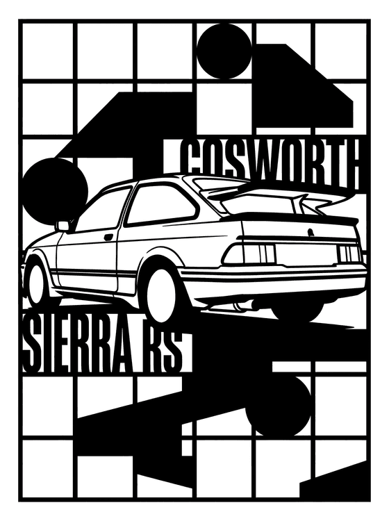 Ford Sierra RS Cosworth Geometric Grid Graphic