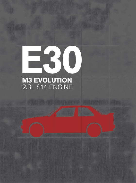 BMW E30 M3 Evolution Red Silhouette Graphic