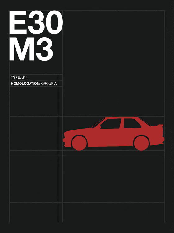 BMW E30 M3 S14 Group A Poster