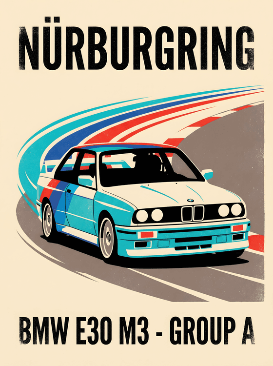 BMW E30 M3 Nürburgring Group A Vintage Poster