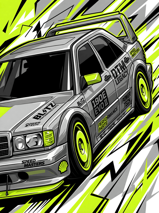 Mercedes 190E Evolution II Neon DTM Graphic