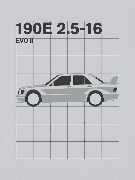 Mercedes 190E Evolution II Minimalist Technical Profile
