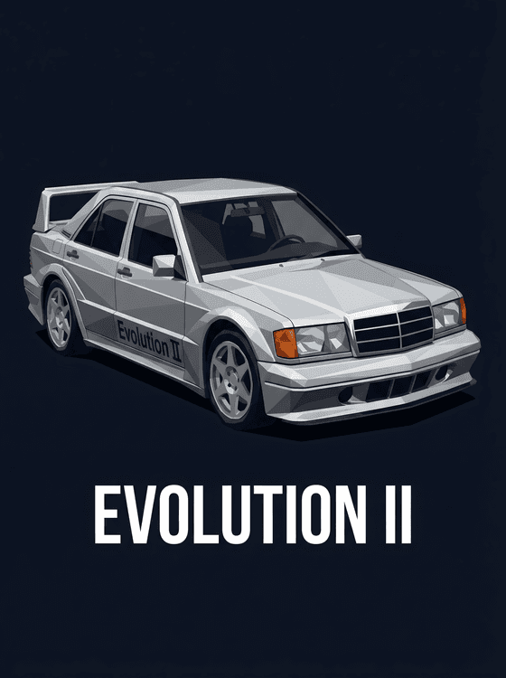 Mercedes 190E Evolution II Low Poly Graphic