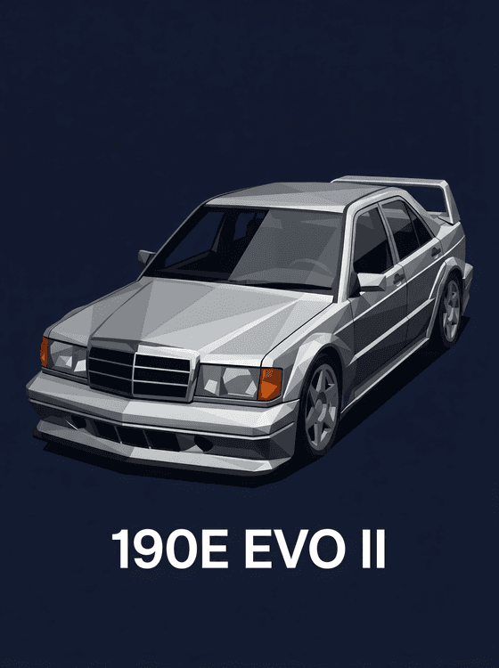 Mercedes 190E Evolution II Low Poly Graphic