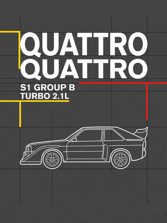 Audi Sport Quattro S1 Technical Grid Poster