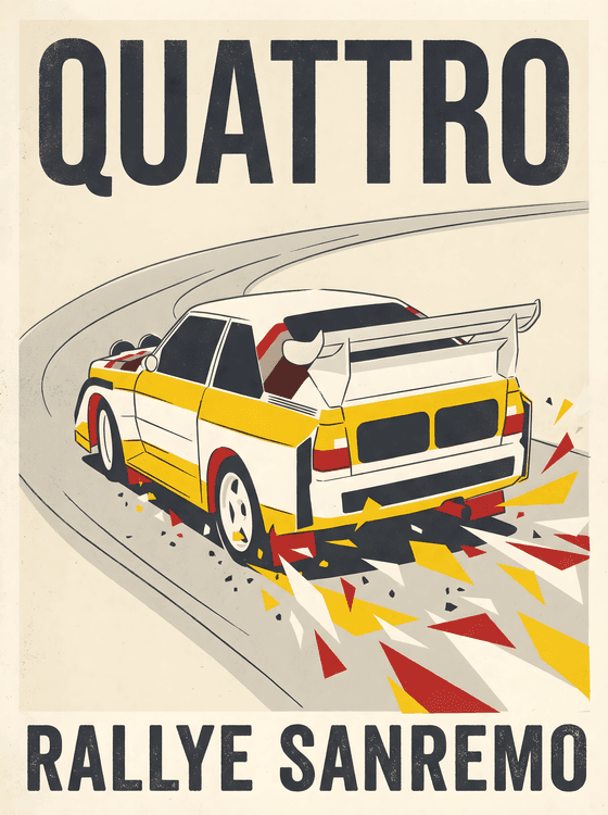 Audi Quattro S1 Rallye Sanremo Vintage Graphic