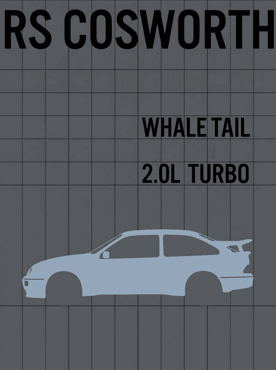 Ford Sierra RS Cosworth Whale Tail Technical Graphic
