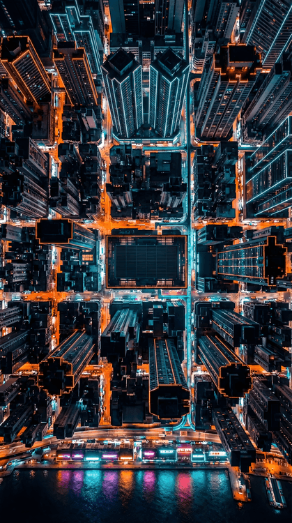 Cyber Grid: Hong Kong Aerial Night