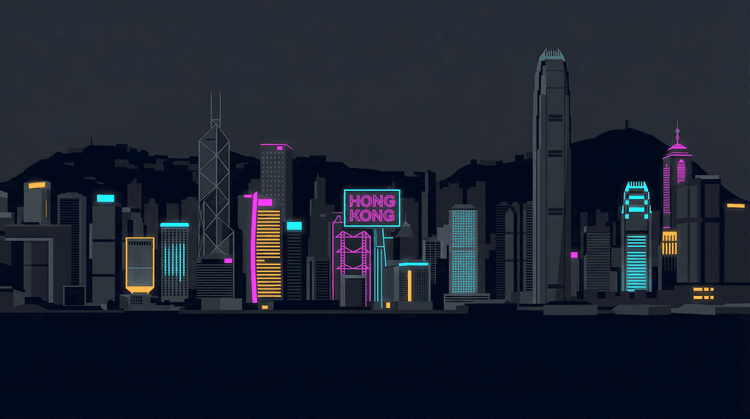 Hong Kong Horizon: Neon Minimalist Skyline