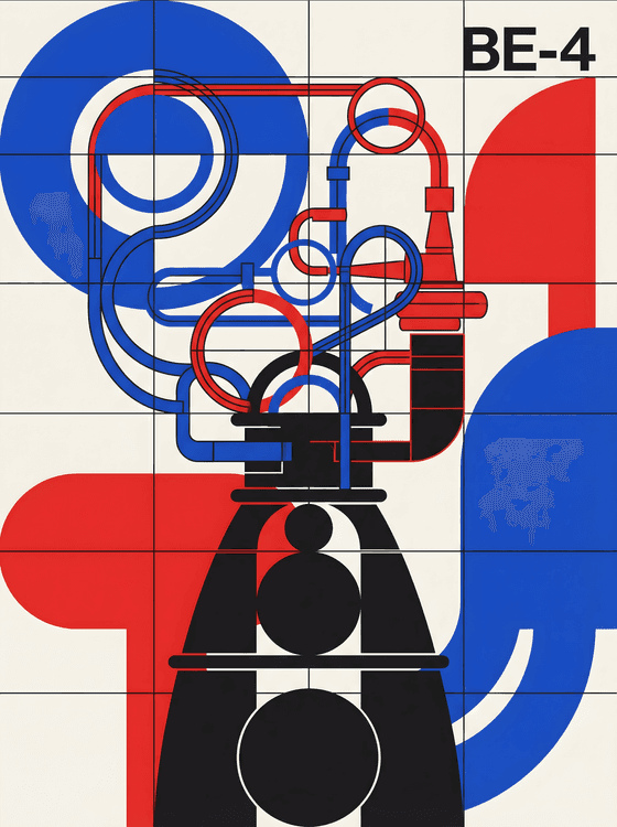 BE-4 Engine Geometric Graphic Art