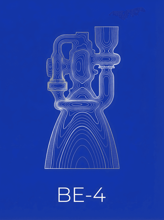 BE-4 Engine Topographical Minimalist Art