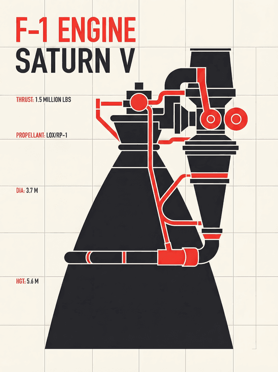 F-1 Engine Saturn V Technical Diagram