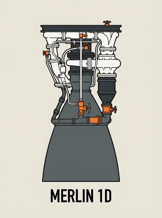 SpaceX Merlin 1D Rocket Engine Schematic