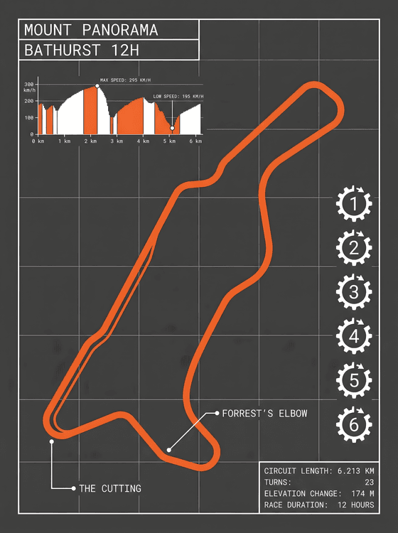 Mount Panorama Bathurst 12H Technical Track Map