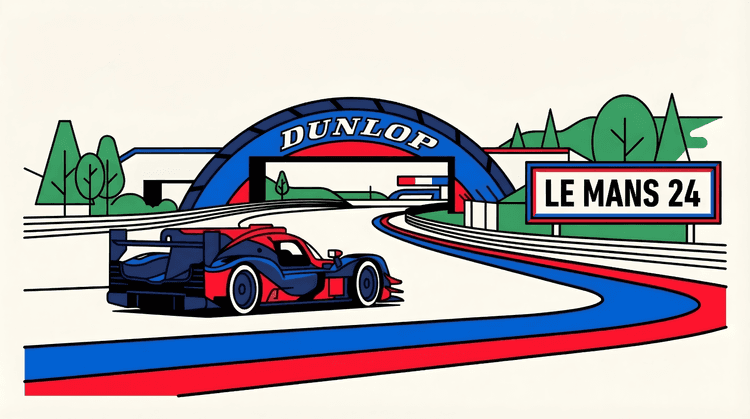 Le Mans Cadillac Hypercar Dunlop Bridge Illustration