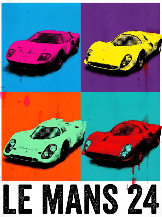 Le Mans Legends Pop Art Quad-Panel Poster