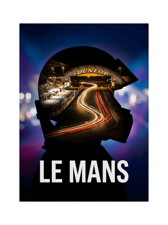 Le Mans 24 Midnight Helmet Double Exposure Art