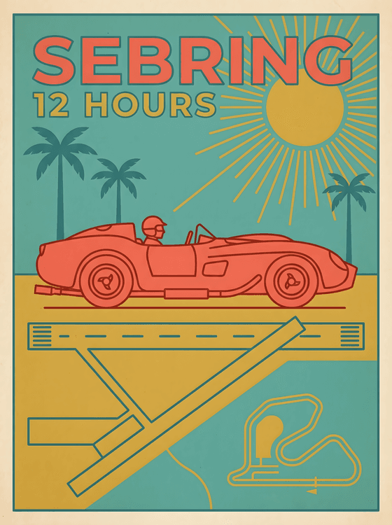 Sebring 12 Hours Vintage Florida Racing Poster