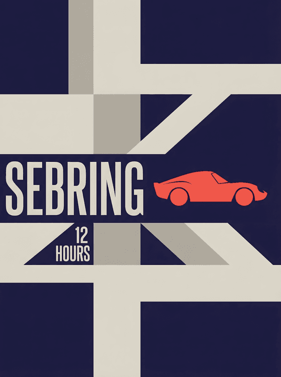 Sebring 12 Hours Minimalist Geometric Racing Poster