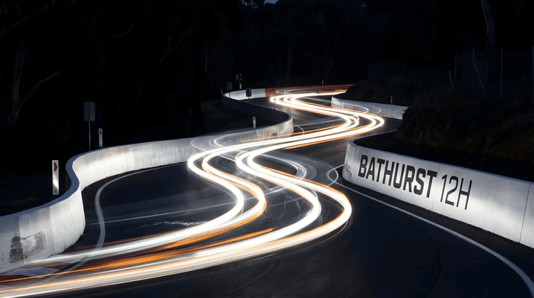 Midnight Light Trails at Mount Panorama Bathurst 12H