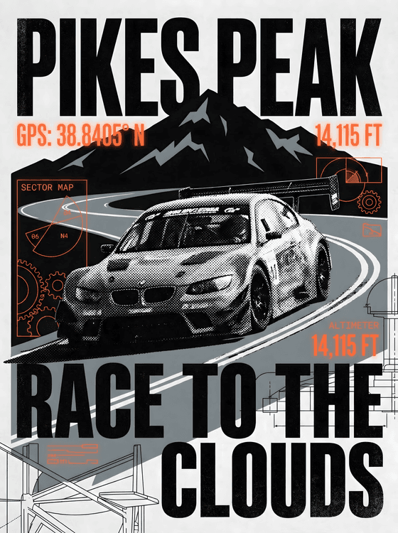 Pikes Peak Race to the Clouds BMW M3 Graphic Poster