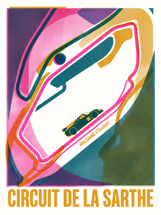 Circuit de la Sarthe Le Mans Risograph Track Poster