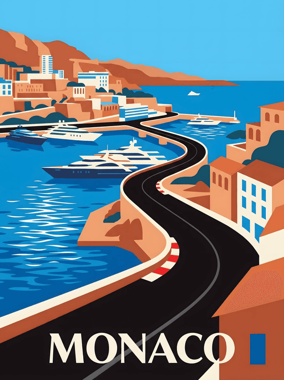 Monaco Grand Prix Harbour View Travel Poster