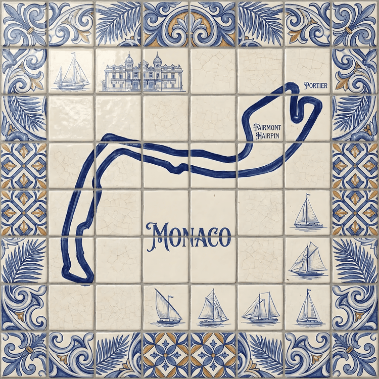Monaco Grand Prix Azulejo Tile Track Map
