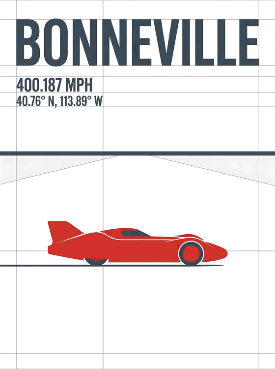 Bonneville 400 MPH Land Speed Record Technical Poster