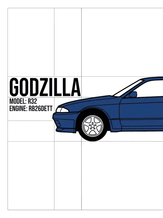 Nissan Skyline GT-R R32 Godzilla Technical Illustration