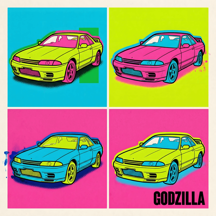 Godzilla Pop Art: Nissan Skyline GT-R R32