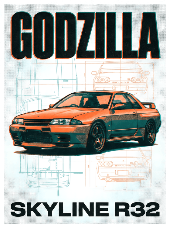 Godzilla Skyline R32: Technical Duotone