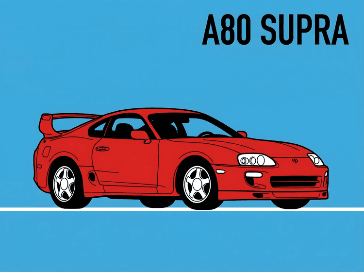 Red Legend: Toyota Supra A80 Minimalist Illustration