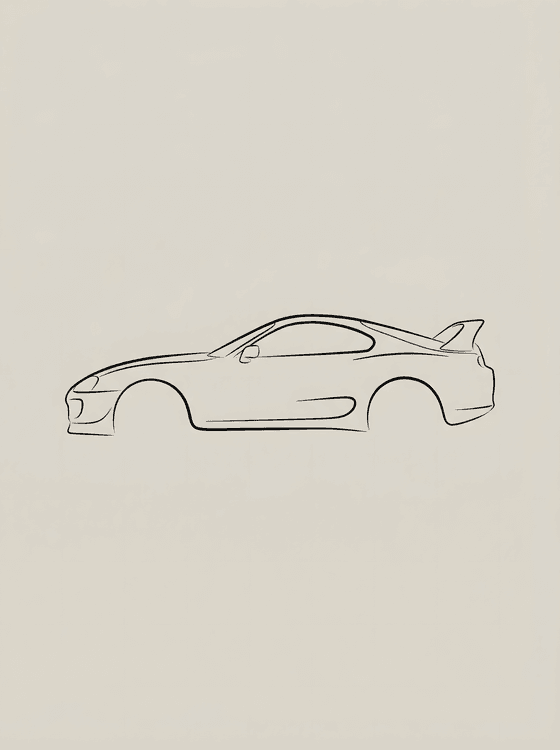 Toyota Supra A80: Minimalist Line Art Silhouette