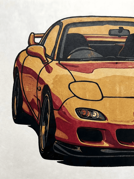 Rotary Soul: Mazda RX-7 FD Woodcut